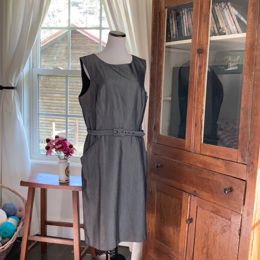 Sandra Darren Dark Grey Sheath Dress, Size 16